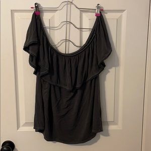 Off the shoulder dark gray tee